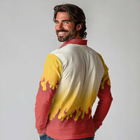 Japanese Kaen Pattern Long Sleeve Polo Shirt Flame Pillar Blazing Lion Heart LT9 - Polynesian Pride