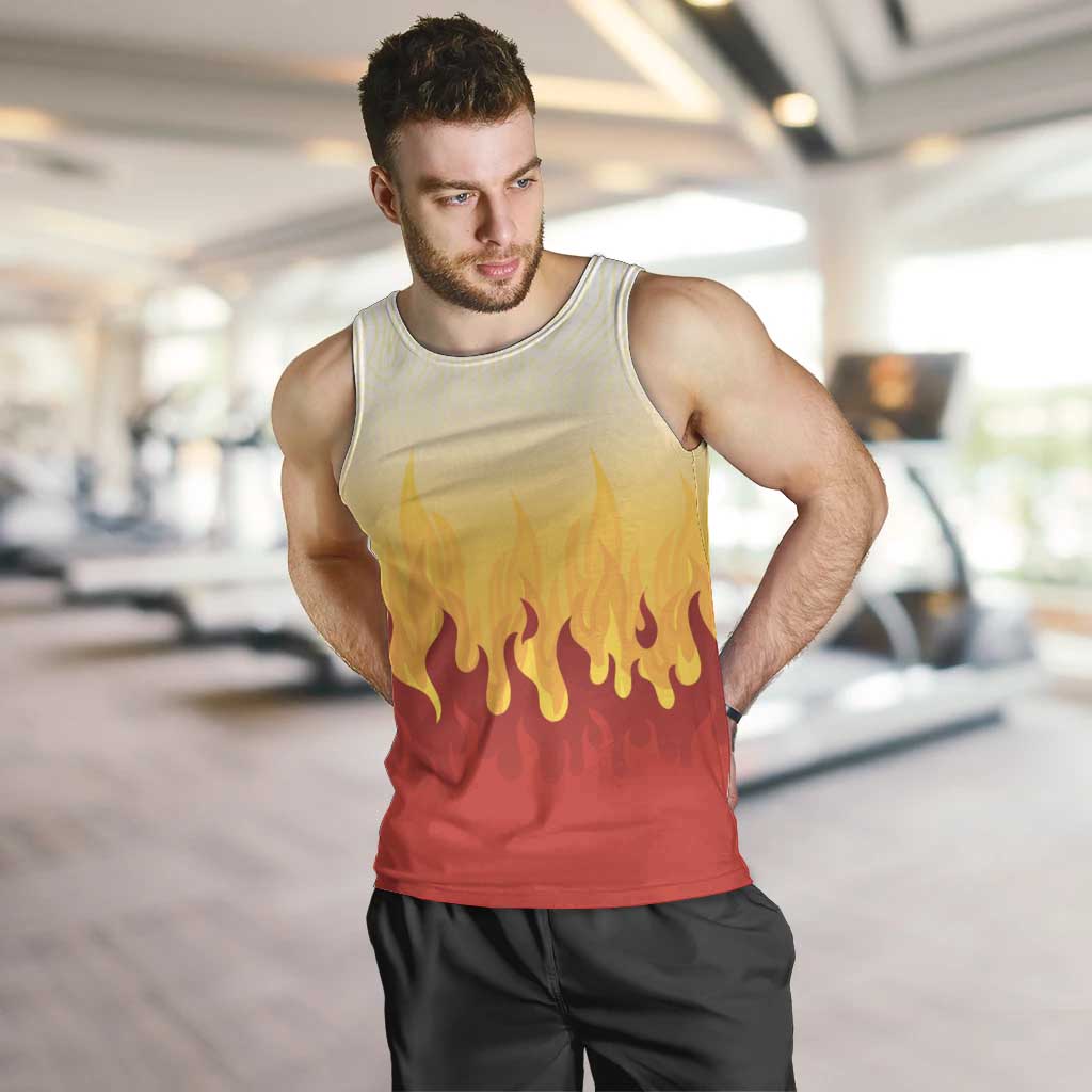 Japanese Kaen Pattern Men Tank Top Flame Pillar Blazing Lion Heart - Polynesian Pride