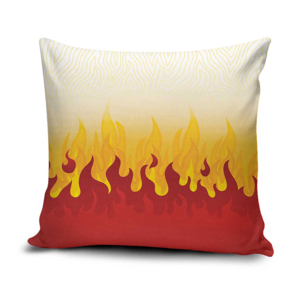 Japanese Kaen Pattern Pillow Cover Flame Pillar Blazing Lion Heart - Polynesian Pride