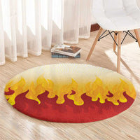 Japanese Kaen Pattern Round Carpet Flame Pillar Blazing Lion Heart - Polynesian Pride