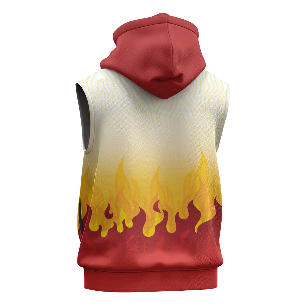Japanese Kaen Pattern Sleeveless Hoodie Flame Pillar Blazing Lion Heart LT9 - Polynesian Pride