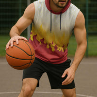 Japanese Kaen Pattern Sleeveless Hoodie Flame Pillar Blazing Lion Heart LT9 - Polynesian Pride
