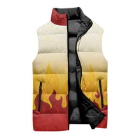 Japanese Kaen Pattern Sleeveless Puffer Jacket Flame Pillar Blazing Lion Heart LT9 - Polynesian Pride