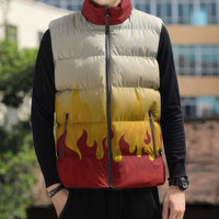 Japanese Kaen Pattern Sleeveless Puffer Jacket Flame Pillar Blazing Lion Heart LT9 - Polynesian Pride