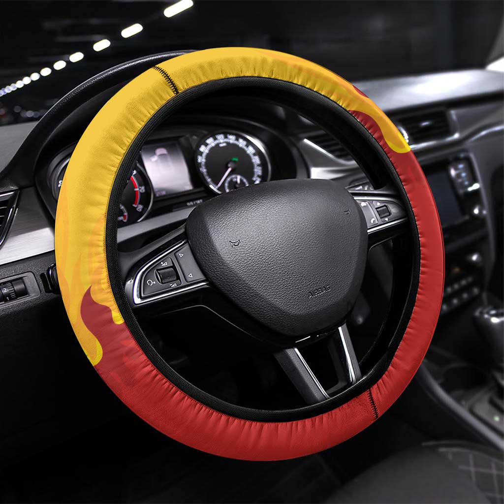 Japanese Kaen Pattern Steering Wheel Cover Flame Pillar Blazing Lion Heart - Polynesian Pride