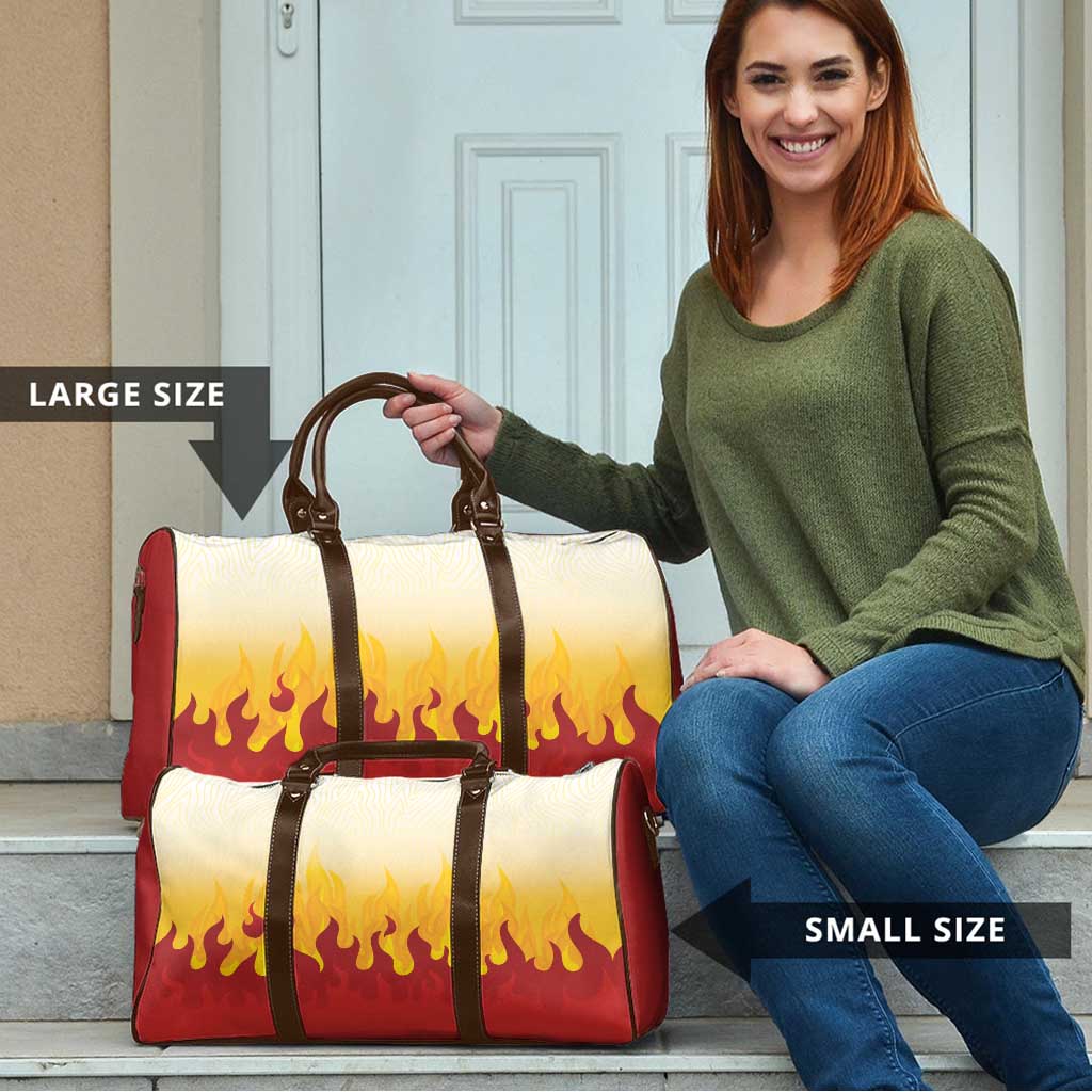 Japanese Kaen Pattern Travel Bag Flame Pillar Blazing Lion Heart - Polynesian Pride