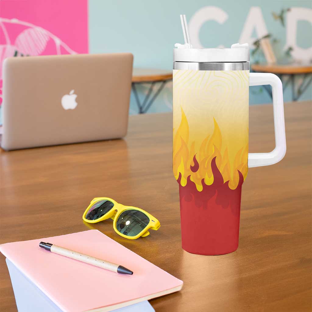 Japanese Kaen Pattern Tumbler With Handle Flame Pillar Blazing Lion Heart - Polynesian Pride