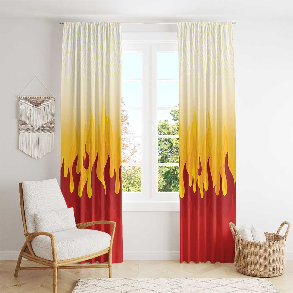 Japanese Kaen Pattern Window Curtain Flame Pillar Blazing Lion Heart - Polynesian Pride