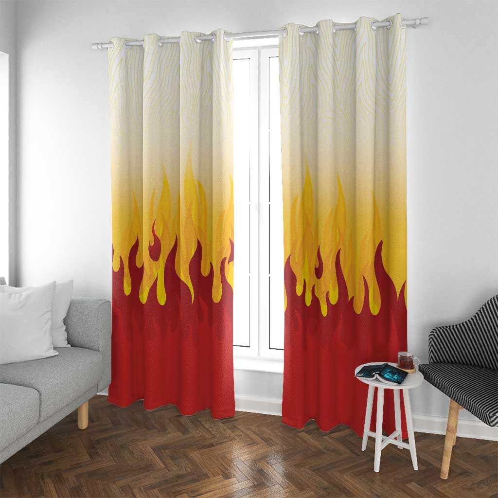 Japanese Kaen Pattern Window Curtain Flame Pillar Blazing Lion Heart - Polynesian Pride