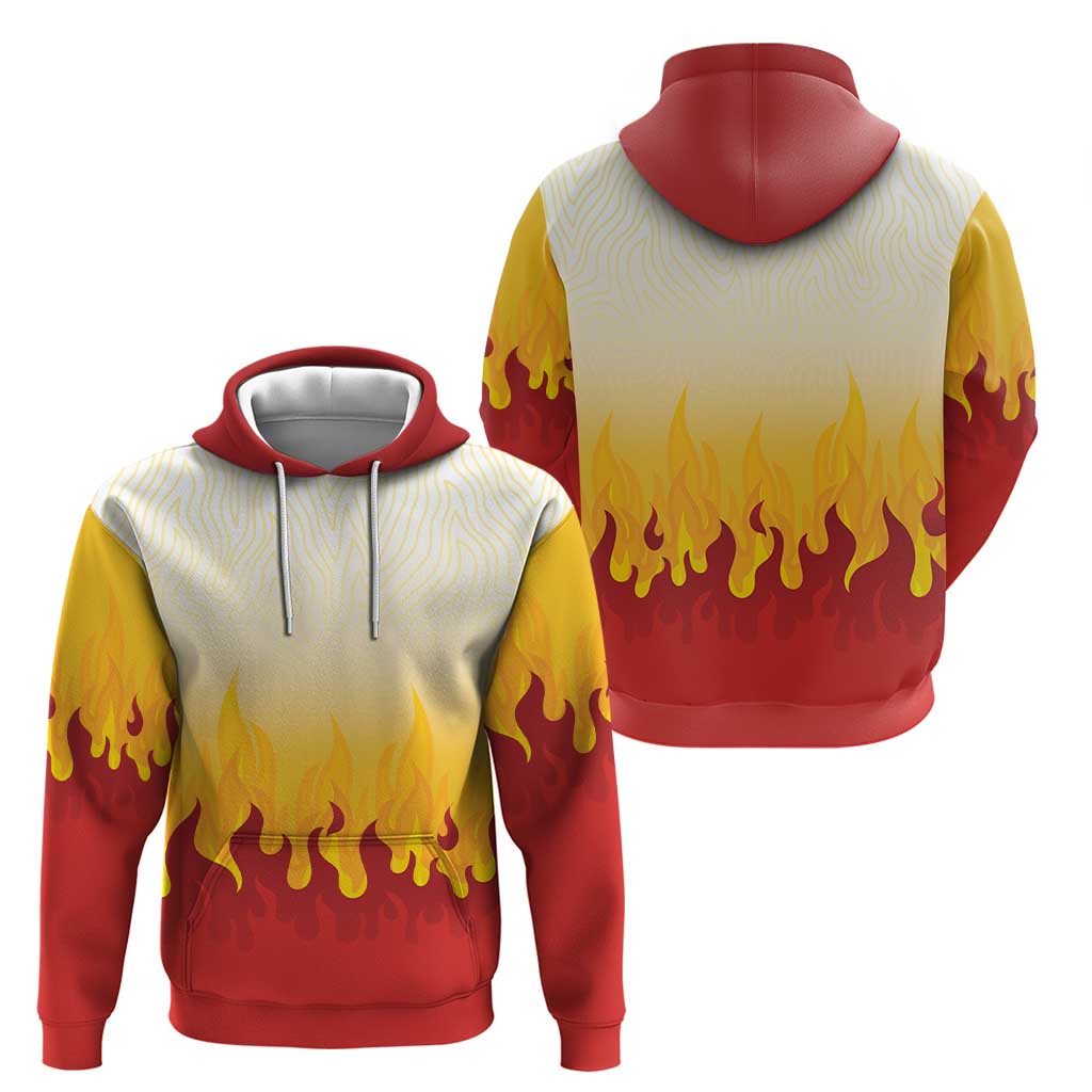 Japanese Kaen Pattern Zip Hoodie Flame Pillar Blazing Lion Heart - Polynesian Pride