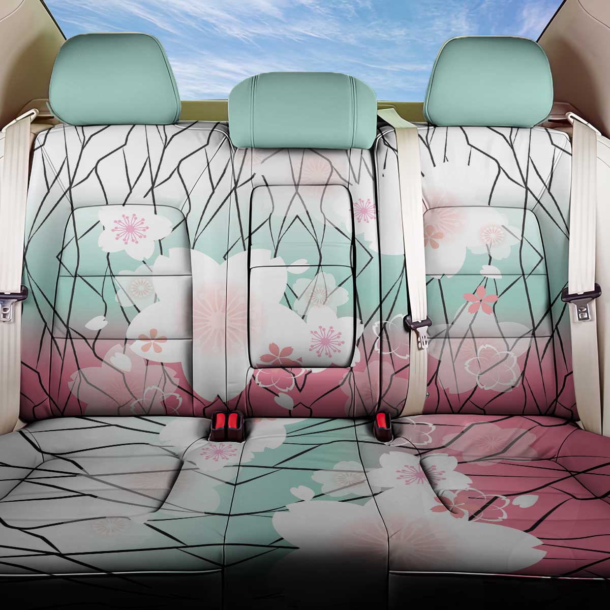 Japanese Kocho Pattern Back Car Seat Cover Insect Pillar Butterfly Flower Fairy - Polynesian Pride