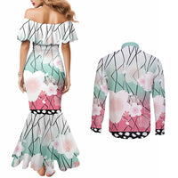 Japanese Kocho Pattern Couples Matching Mermaid Dress and Long Sleeve Button Shirt Insect Pillar Butterfly Flower Fairy LT9 - Polynesian Pride