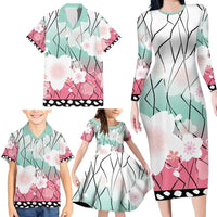 Japanese Kocho Pattern Family Matching Long Sleeve Bodycon Dress and Hawaiian Shirt Insect Pillar Butterfly Flower Fairy - Polynesian Pride