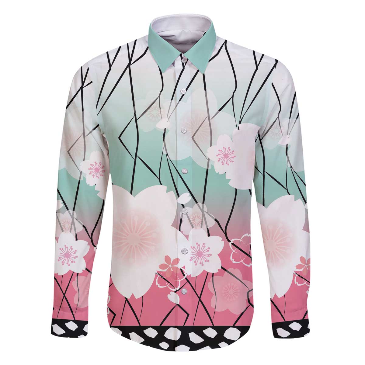 Japanese Kocho Pattern Family Matching Off The Shoulder Long Sleeve Dress and Hawaiian Shirt Insect Pillar Butterfly Flower Fairy - Polynesian Pride