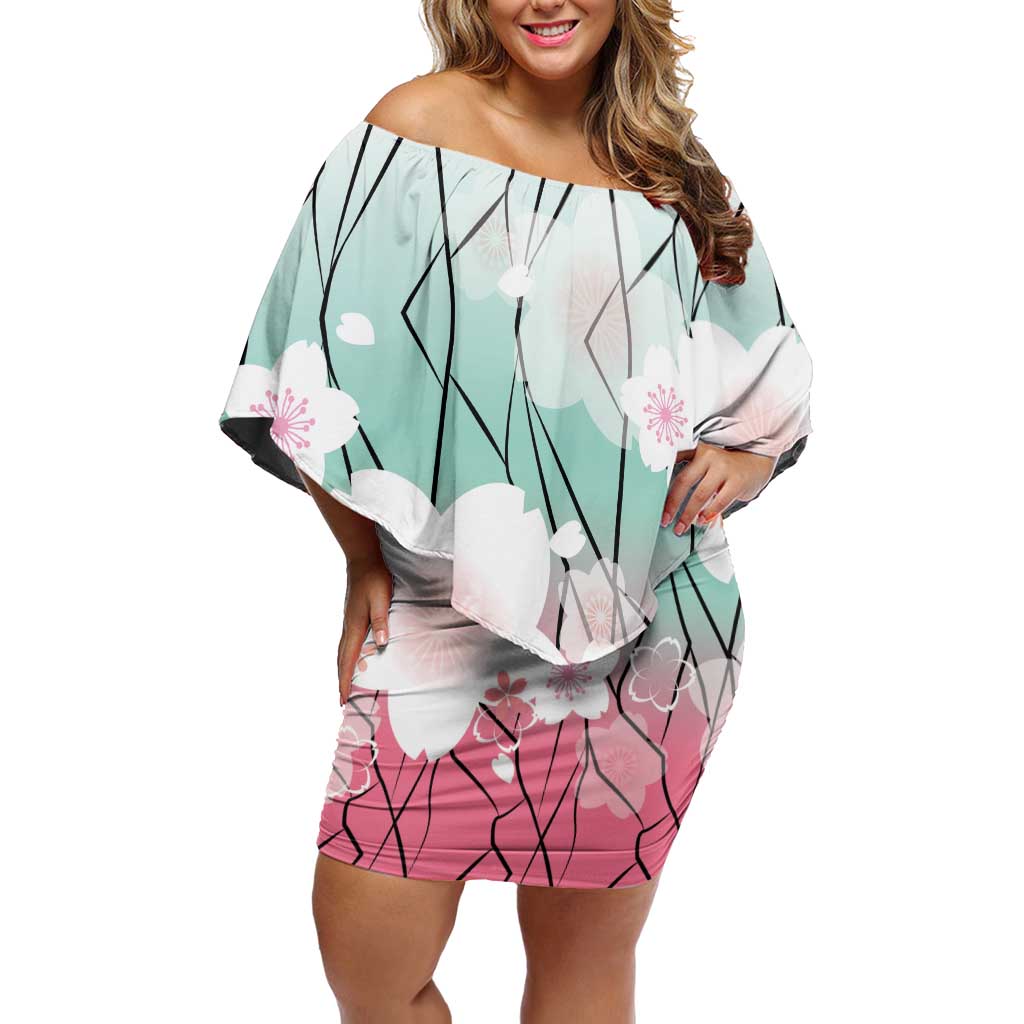 Japanese Kocho Pattern Family Matching Off Shoulder Short Dress and Hawaiian Shirt Insect Pillar Butterfly Flower Fairy - Polynesian Pride