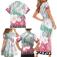 Japanese Kocho Pattern Family Matching Short Sleeve Bodycon Dress and Hawaiian Shirt Insect Pillar Butterfly Flower Fairy - Polynesian Pride