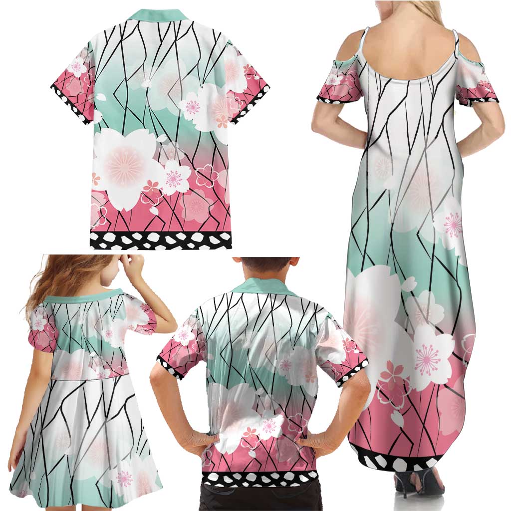 Japanese Kocho Pattern Family Matching Summer Maxi Dress and Hawaiian Shirt Insect Pillar Butterfly Flower Fairy - Polynesian Pride