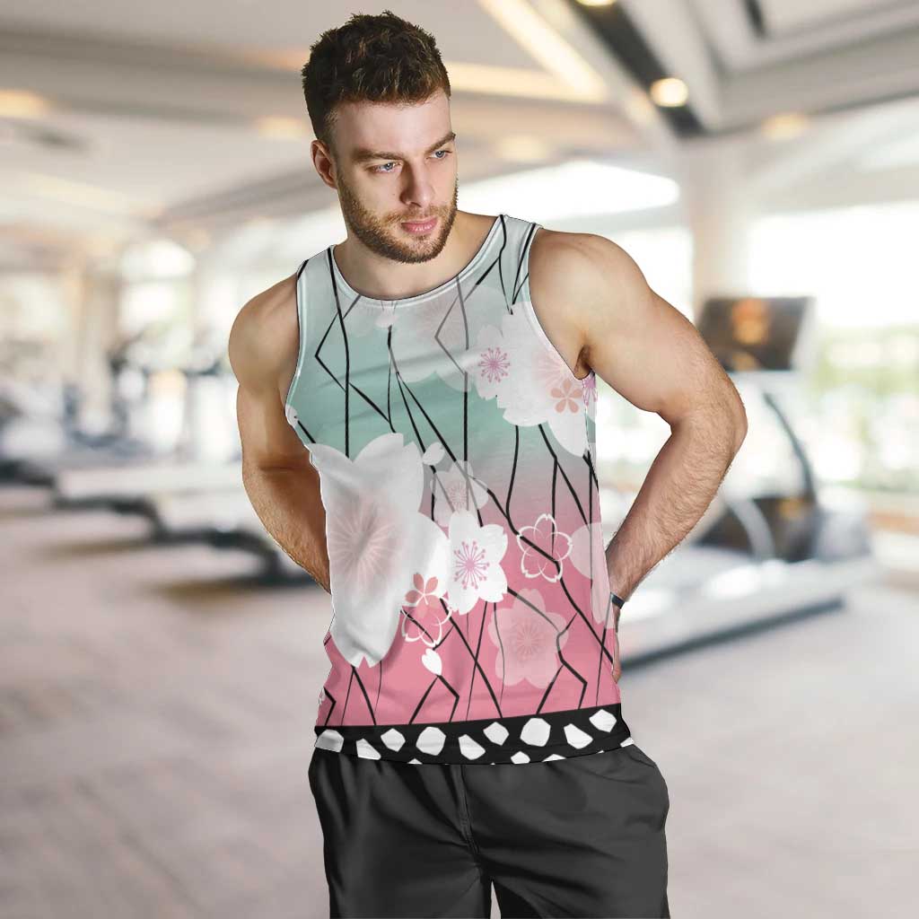 Japanese Kocho Pattern Men Tank Top Insect Pillar Butterfly Flower Fairy - Polynesian Pride