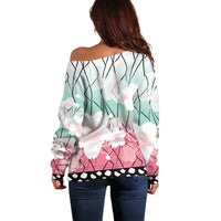 Japanese Kocho Pattern Off Shoulder Sweater Insect Pillar Butterfly Flower Fairy - Polynesian Pride