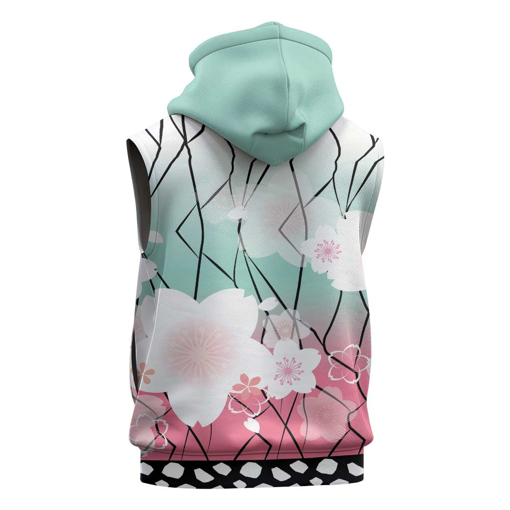 Japanese Kocho Pattern Sleeveless Zip Hoodie Insect Pillar Butterfly Flower Fairy - Polynesian Pride