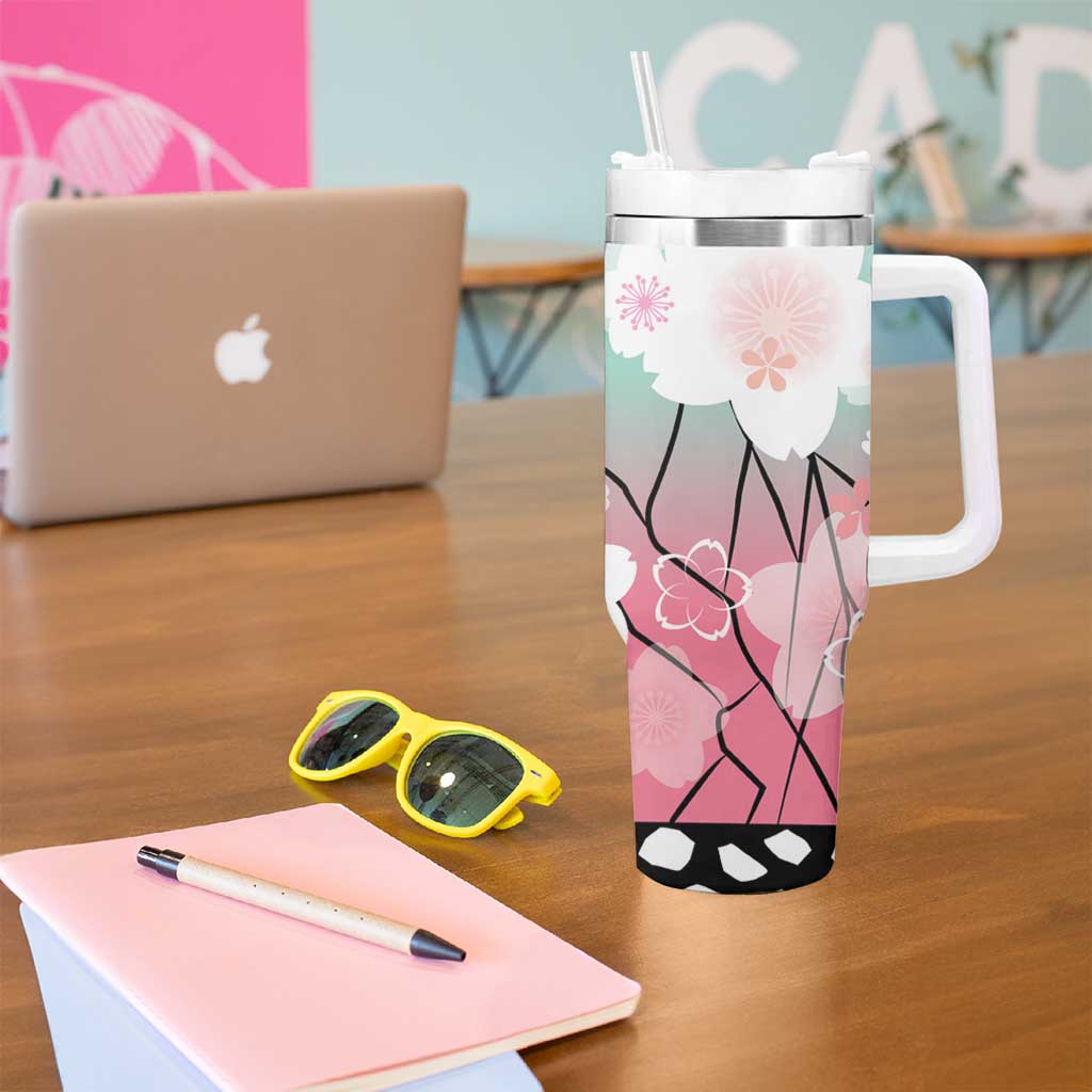 Japanese Kocho Pattern Tumbler With Handle Insect Pillar Butterfly Flower Fairy - Polynesian Pride