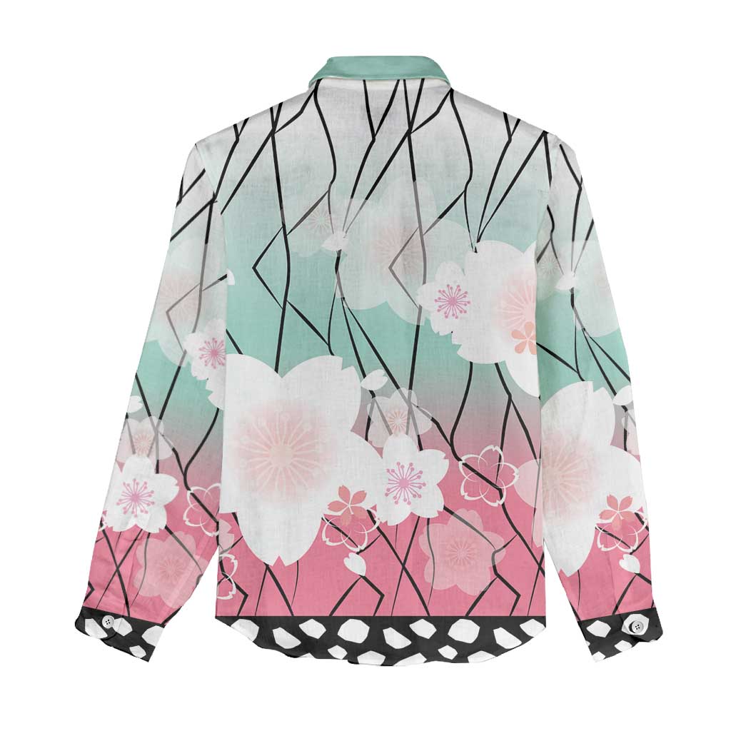 Japanese Kocho Pattern Women Casual Shirt Insect Pillar Butterfly Flower Fairy - Polynesian Pride