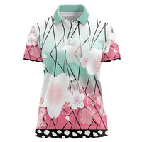 Japanese Kocho Pattern Women Polo Shirt Insect Pillar Butterfly Flower Fairy - Polynesian Pride