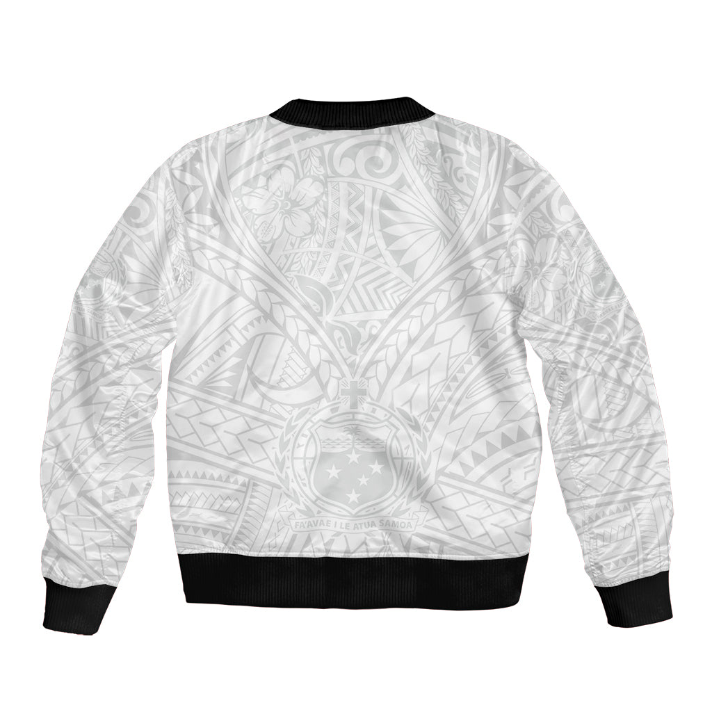 Samoa Lotu Tamaiti Bomber Jacket Polynesian White Sunday Simple LT9 - Polynesian Pride