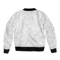 Samoa Lotu Tamaiti Sleeve Zip Bomber Jacket Polynesian White Sunday Simple LT9 - Polynesian Pride