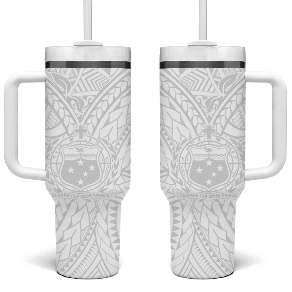 Samoa Lotu Tamaiti Tumbler With Handle Polynesian White Sunday Simple