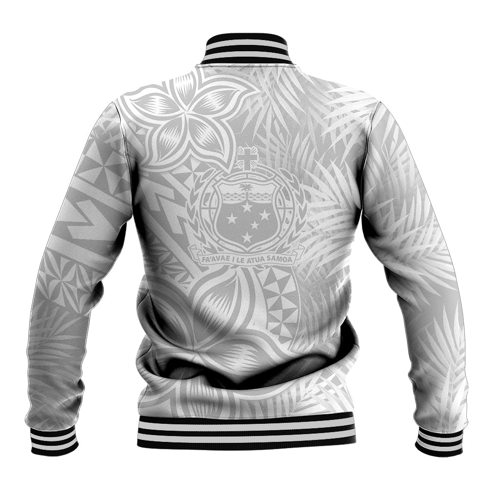Samoa Lotu Tamait Baseball Jacket Tropical Plant White Sunday With Polynesia Pattern LT9 - Polynesian Pride