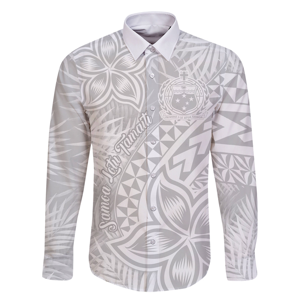 Samoa Lotu Tamait Family Matching Summer Maxi Dress and Hawaiian Shirt Tropical Plant White Sunday With Polynesia Pattern LT9 Dad's Shirt - Long Sleeve White - Polynesian Pride