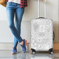 Samoa Lotu Tamait Luggage Cover Tropical Plant White Sunday With Polynesia Pattern LT9 - Polynesian Pride