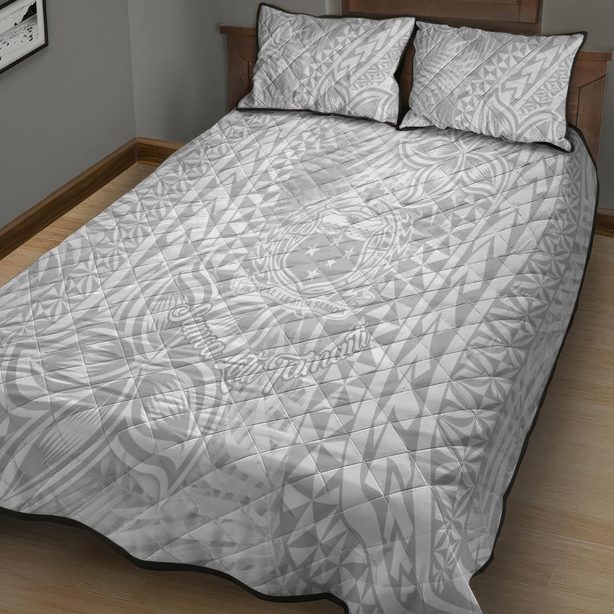 Samoa Lotu Tamait Quilt Bed Set Tropical Plant White Sunday With Polynesia Pattern LT9 - Polynesian Pride