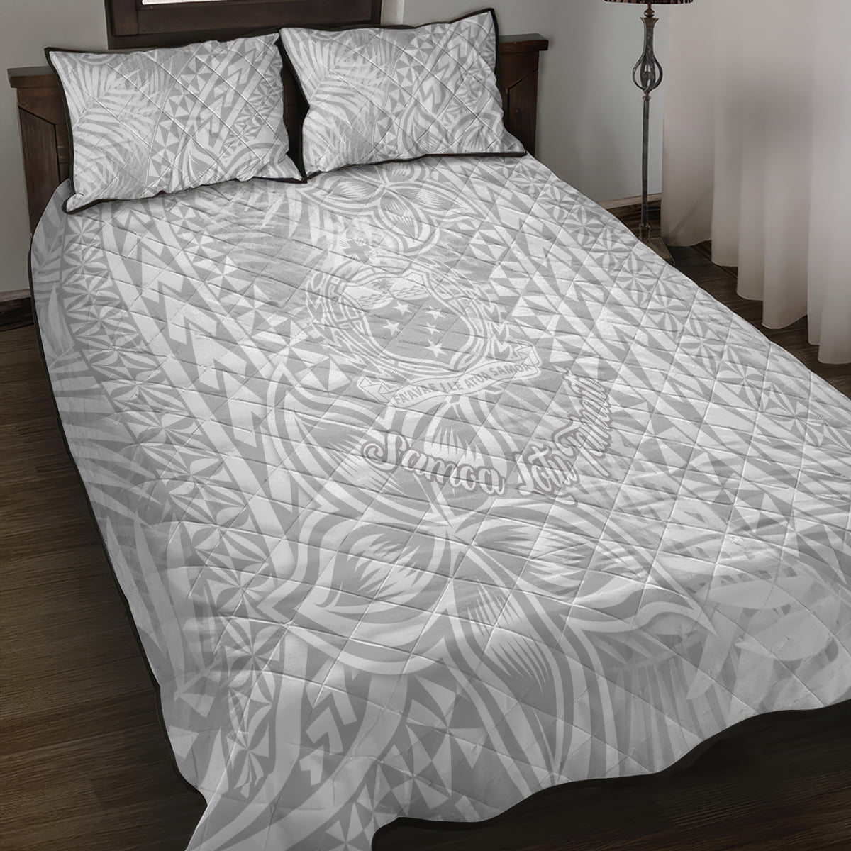 Samoa Lotu Tamait Quilt Bed Set Tropical Plant White Sunday With Polynesia Pattern LT9 - Polynesian Pride