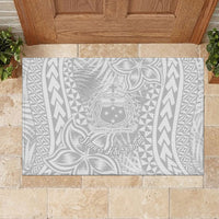 Samoa Lotu Tamait Rubber Doormat Tropical Plant White Sunday With Polynesia Pattern LT9 - Polynesian Pride