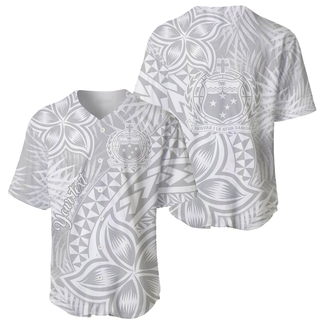 Personalised Samoa Lotu Tamait Baseball Jersey Tropical Plant White Sunday With Polynesia Pattern LT9 - Polynesian Pride