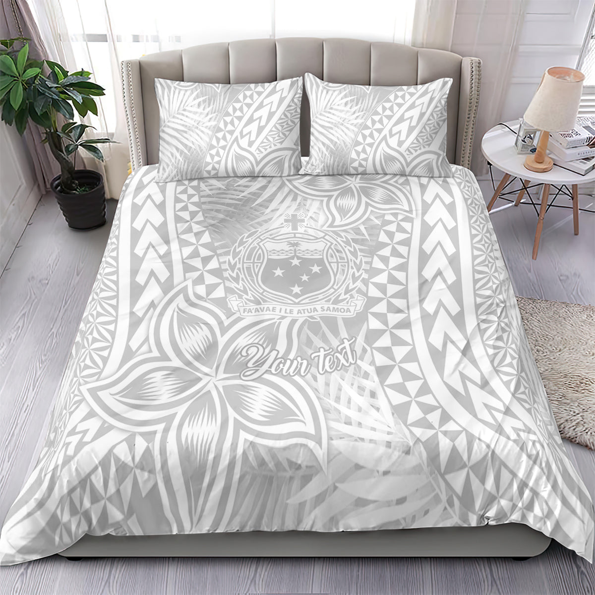 Personalised Samoa Lotu Tamait Bedding Set Tropical Plant White Sunday With Polynesia Pattern LT9 - Polynesian Pride