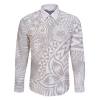 Personalised Samoa Lotu Tamait Family Matching Long Sleeve Bodycon Dress and Hawaiian Shirt Tropical Plant White Sunday With Polynesia Pattern LT9 Dad's Shirt - Long Sleeve White - Polynesian Pride