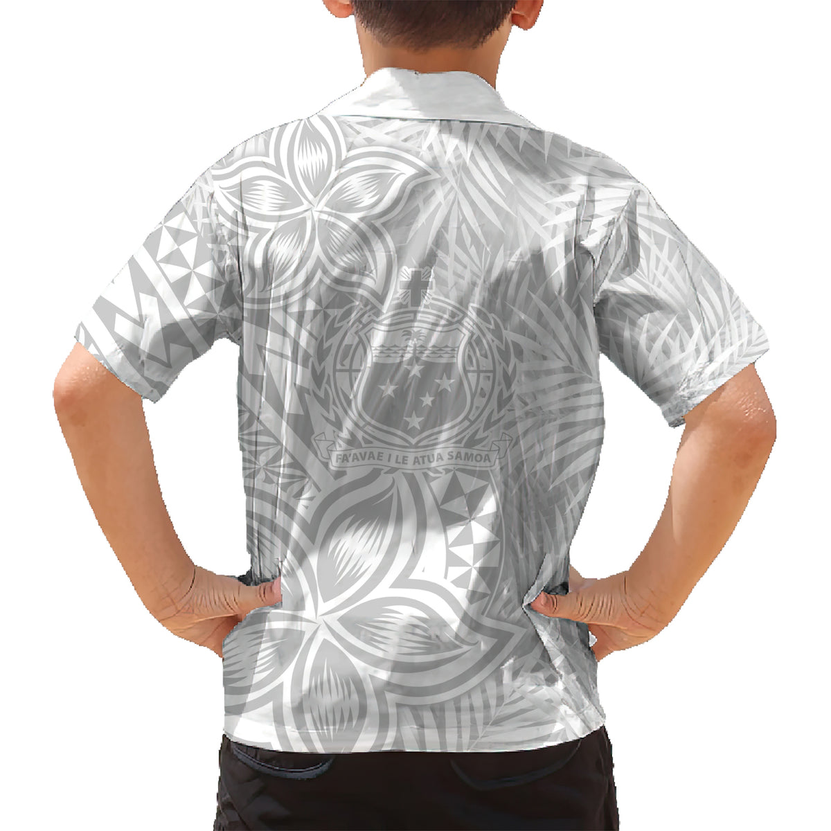 Personalised Samoa Lotu Tamait Family Matching Short Sleeve Bodycon Dress and Hawaiian Shirt Tropical Plant White Sunday With Polynesia Pattern LT9 - Polynesian Pride