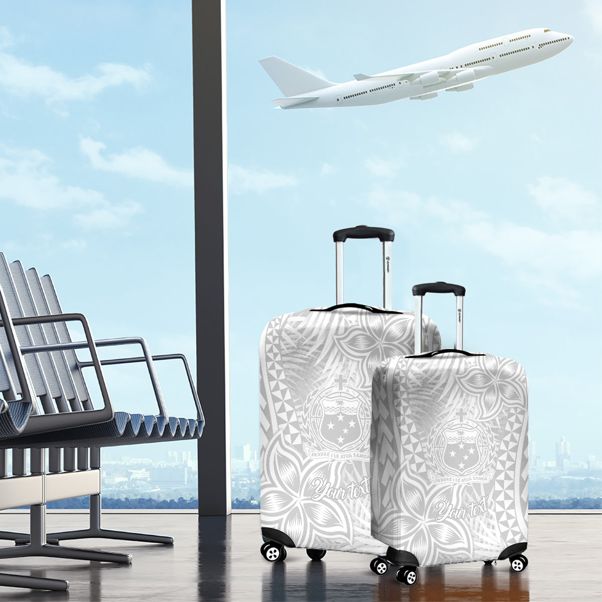 Personalised Samoa Lotu Tamait Luggage Cover Tropical Plant White Sunday With Polynesia Pattern LT9 - Polynesian Pride