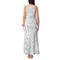 Personalised Samoa Lotu Tamait Tank Maxi Dress Tropical Plant White Sunday With Polynesia Pattern LT9 - Polynesian Pride