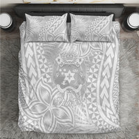Personalised Tonga White Sunday Bedding Set Tropical Plant With Polynesian Pattern LT9 White - Polynesian Pride