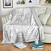 Personalised Tonga White Sunday Blanket Tropical Plant With Polynesian Pattern LT9 - Polynesian Pride