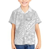 Personalised Tonga White Sunday Family Matching Long Sleeve Bodycon Dress and Hawaiian Shirt Tropical Plant With Polynesian Pattern LT9 Son's Shirt White - Polynesian Pride