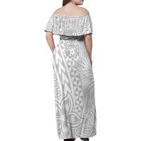 Personalised Tonga White Sunday Family Matching Off Shoulder Maxi Dress and Hawaiian Shirt Tropical Plant With Polynesian Pattern LT9 - Polynesian Pride