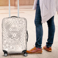 Personalised Tonga White Sunday Luggage Cover Tropical Plant With Polynesian Pattern LT9 White - Polynesian Pride