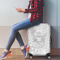 Personalised Tonga White Sunday Luggage Cover Tropical Plant With Polynesian Pattern LT9 - Polynesian Pride