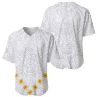 Tonga White Sunday Baseball Jersey Polynesian Plumeria Tribal Simple LT9 - Polynesian Pride
