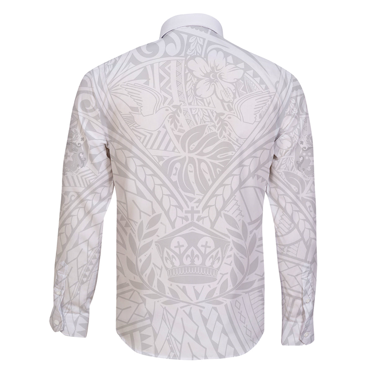 Tonga White Sunday Family Matching Long Sleeve Bodycon Dress and Hawaiian Shirt Polynesian Plumeria Tribal Simple LT9 - Polynesian Pride